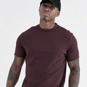 ASOS men’s Maroon color block muscle tee shirt